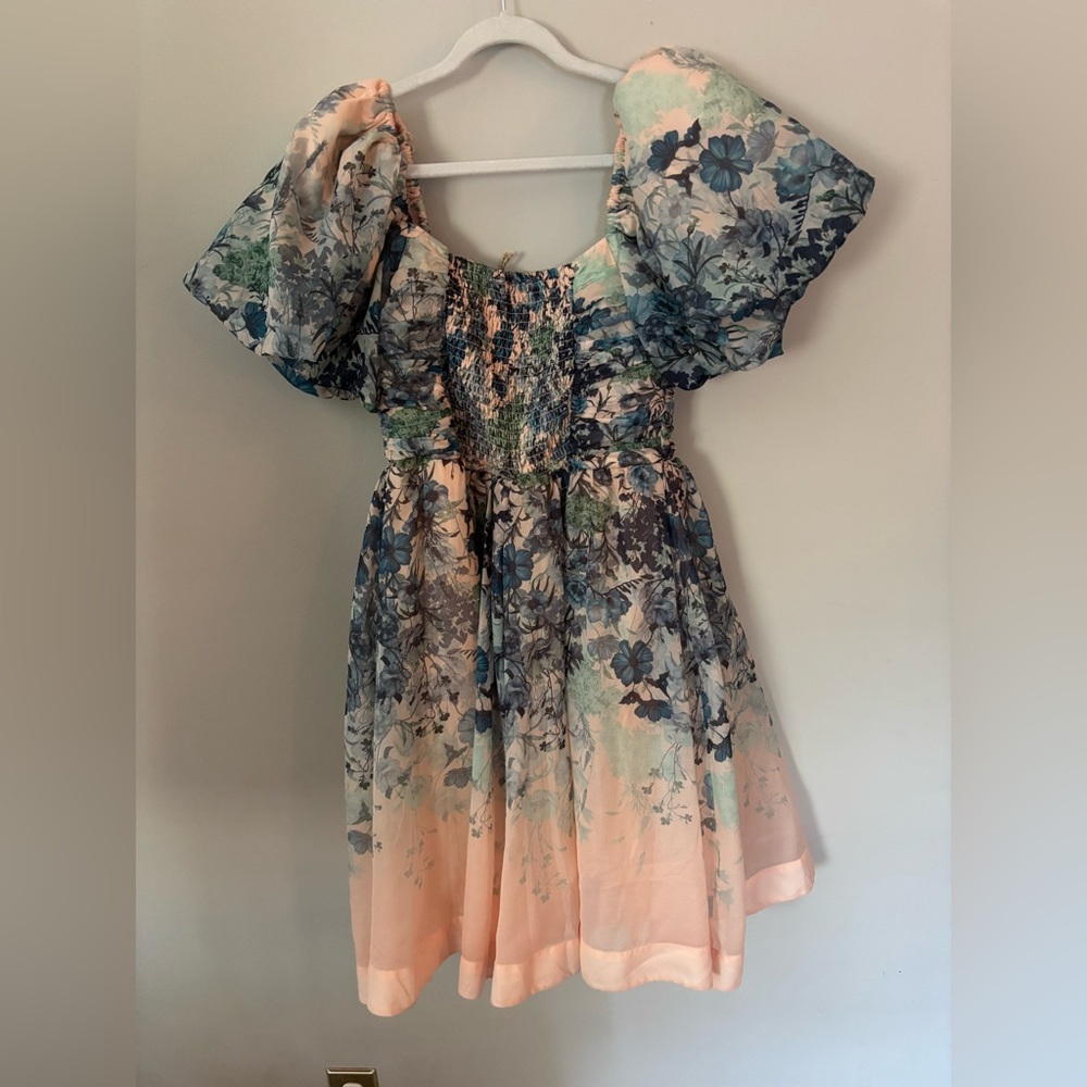 Anthropologie Let Me Be floral romantic mini dress size XS NWT - Picture 4 of 7